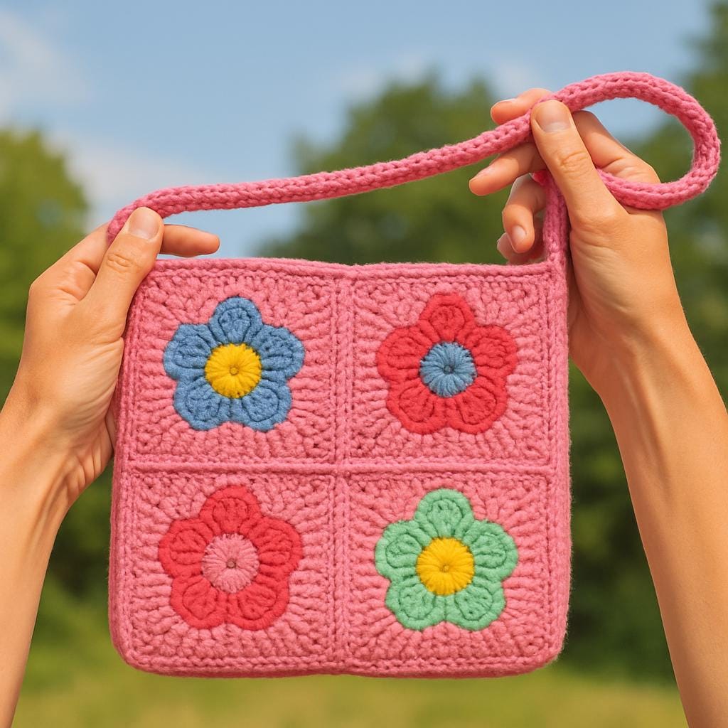 Crochet Round Bag Pattern: DIY Striped Clutch with T-Shirt Yarn (PDF Pattern) BBM