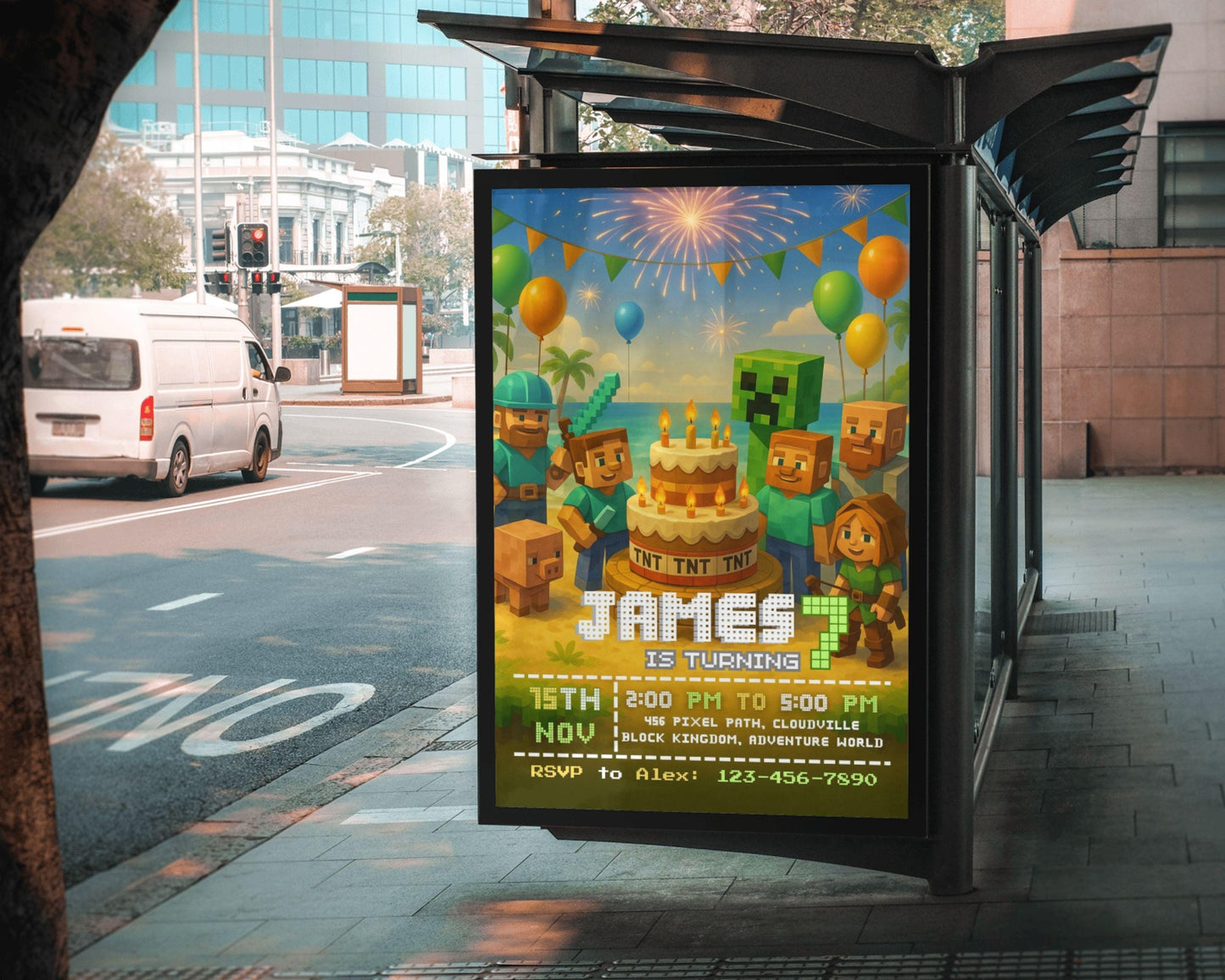 Editable Birthday Invitation | Pixel Desert Party Template | Adventure Game Theme | Boys Birthday Canva Invite BBM