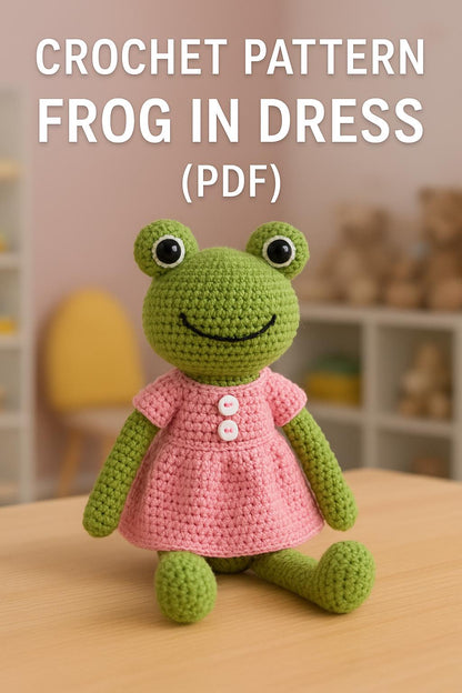 Crochet Frog Doll Pattern | Amigurumi in Dress PDF Tutorial Digital Download BBM