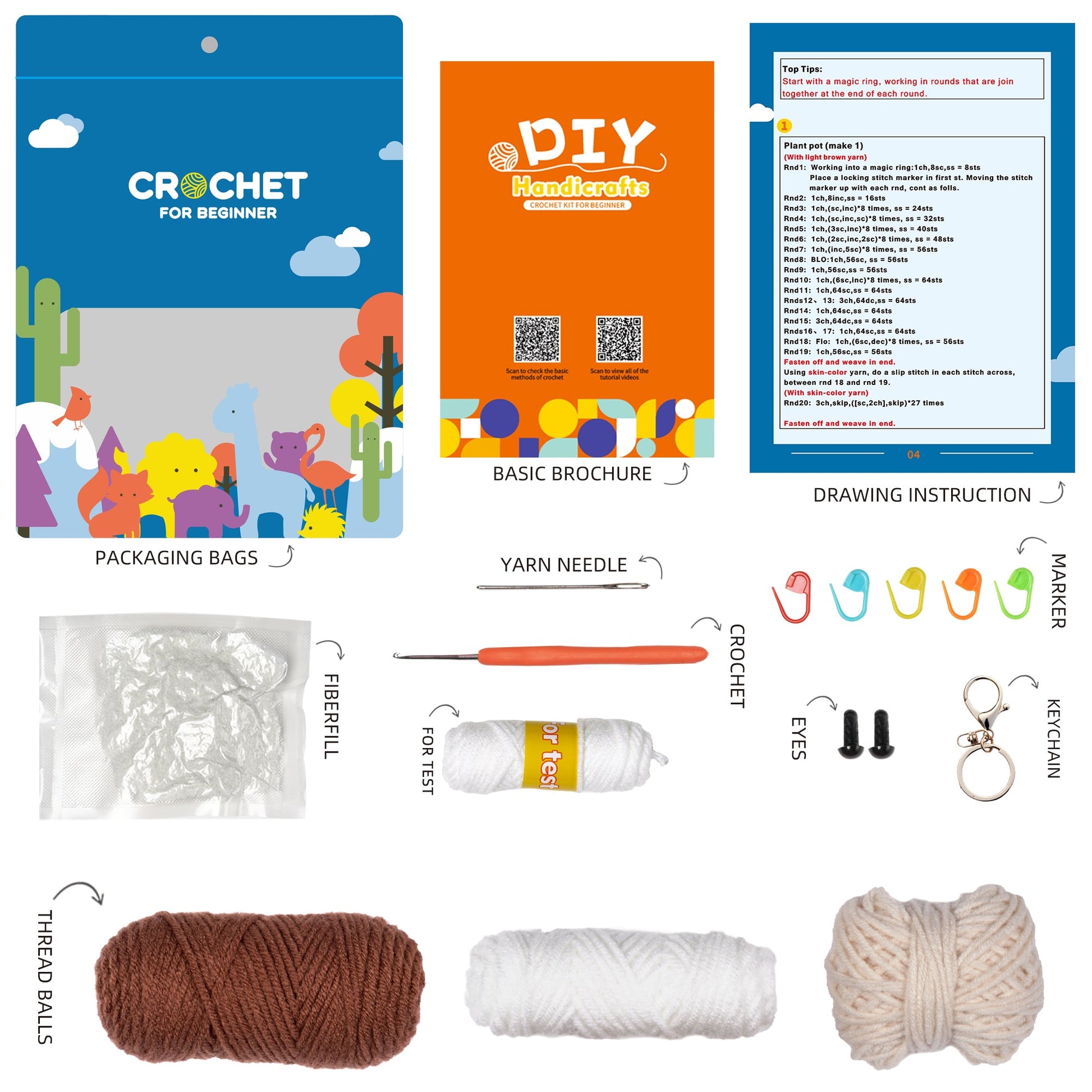 Monkey Amigurumi DIY Crochet Kit Wizardi F07N8-M56 Wizardi