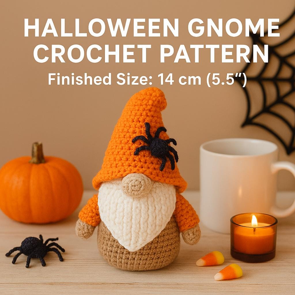 Halloween Gnome Crochet Pattern | Amigurumi Doll PDF Tutorial | DIY Spooky Crochet Decor | Beginner Friendly BBM
