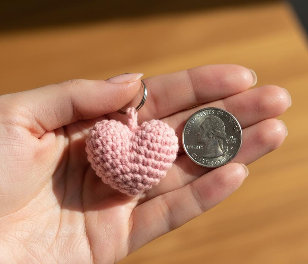 Heart Crochet Keychain Pattern PDF, Beginner Amigurumi Tutorial, Small Stuffed Plush  Gift BBM