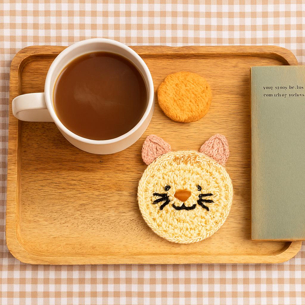 Crochet Cat Coaster Pattern PDF |Kitty Mug Rug Pattern | Easy Beginner BBM