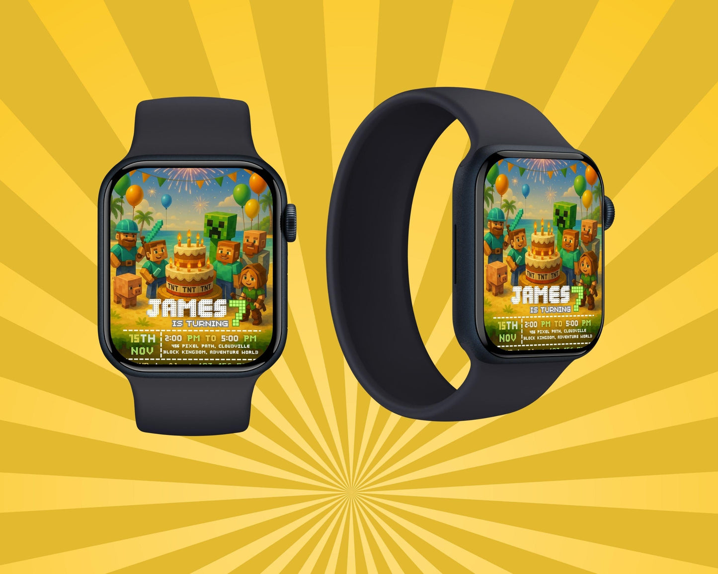 Editable Birthday Invitation | Pixel Desert Party Template | Adventure Game Theme | Boys Birthday Canva Invite BBM