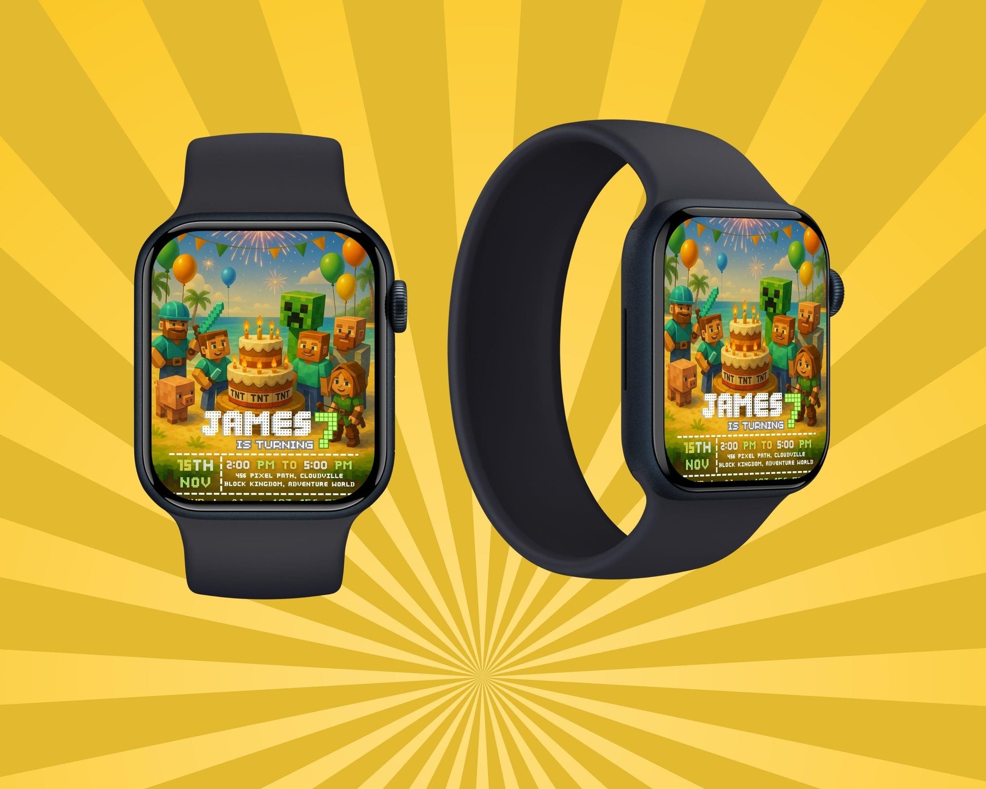 Editable Birthday Invitation | Pixel Desert Party Template | Adventure Game Theme | Boys Birthday Canva Invite BBM