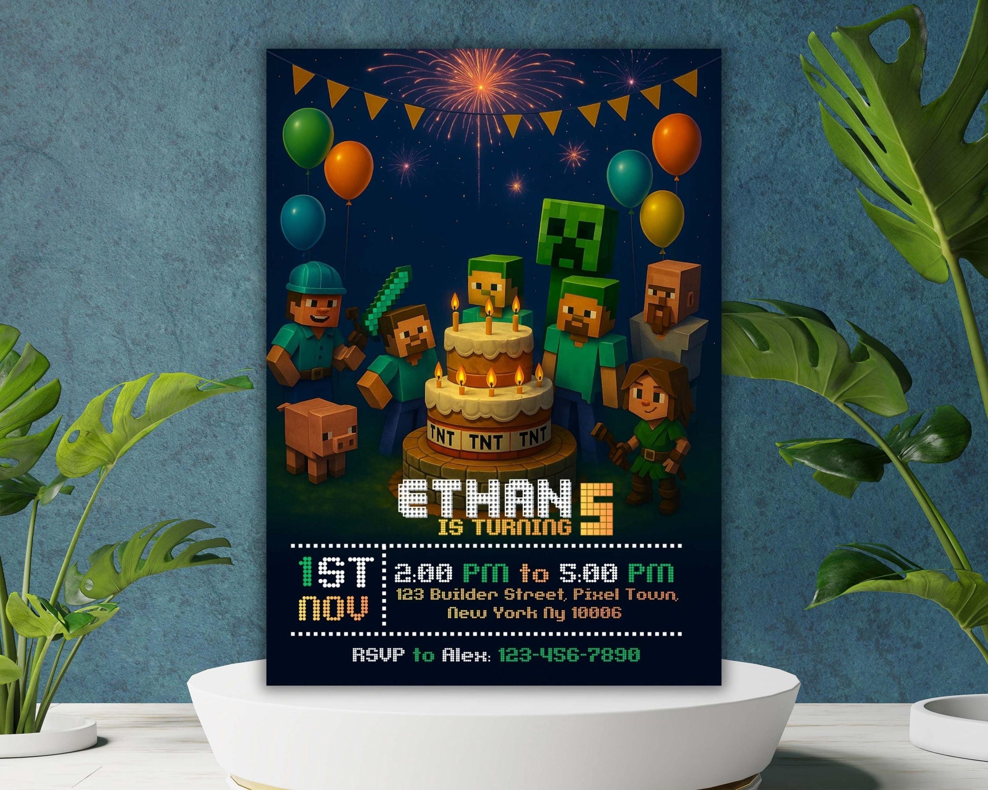 Editable Birthday Invitation for Crafters | DIY Gamer Party Template | Printable Canva Invite BBM