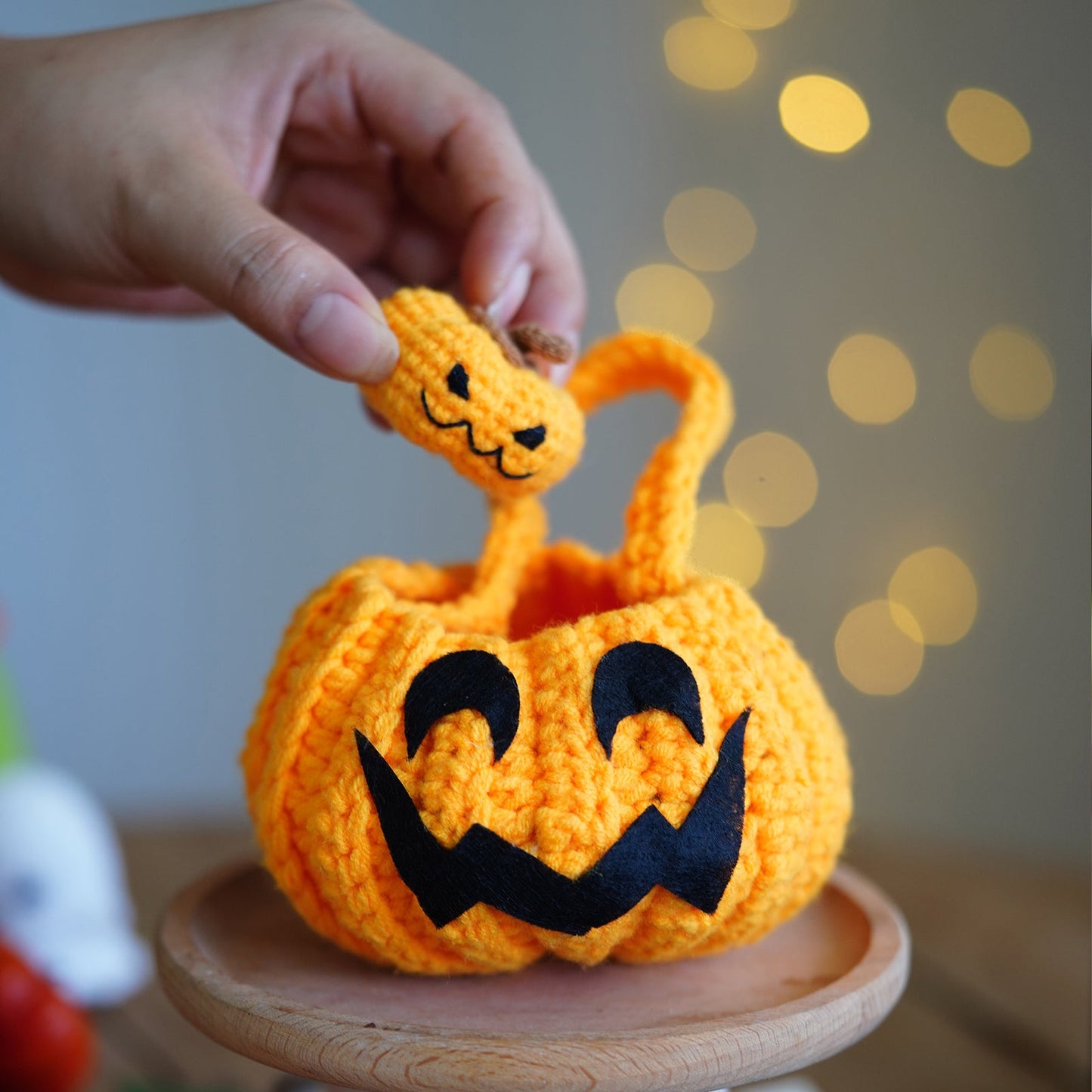 Pumpkin with Little Ghost. Halloween Amigurumi DIY Crochet Kit Wizardi F07N8-M102 Wizardi