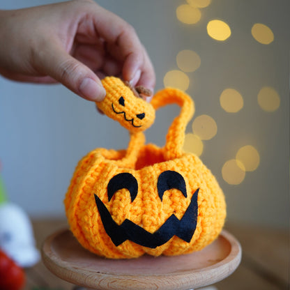 Pumpkin with Little Ghost. Halloween Amigurumi DIY Crochet Kit Wizardi F07N8-M102 Wizardi