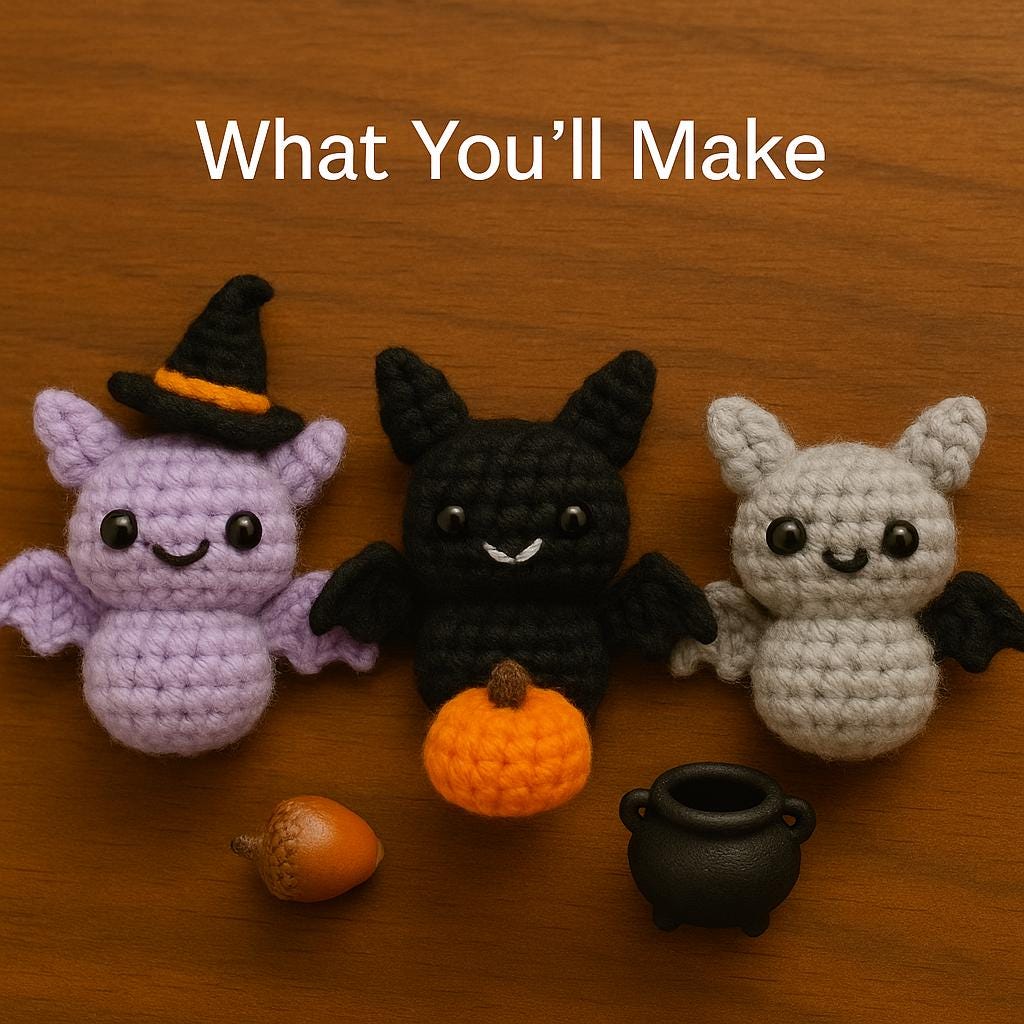 Mini Bat Crochet Pattern PDF | Halloween Amigurumi Toy Tutorial | Kawaii Plush  | Easy Beginner Crochet BBM