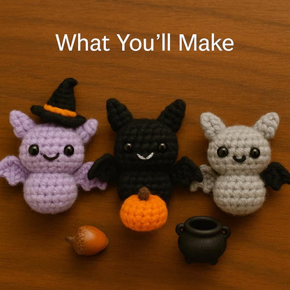 Mini Bat Crochet Pattern PDF | Halloween Amigurumi Toy Tutorial | Kawaii Plush  | Easy Beginner Crochet BBM