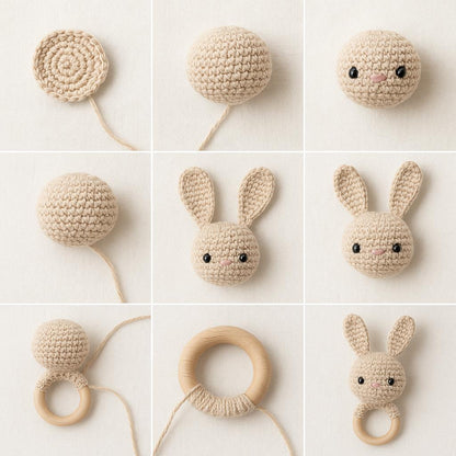 Bunny Baby Toy Crochet Pattern PDF | Amigurumi Rattle & Teething Ring DIY BBM