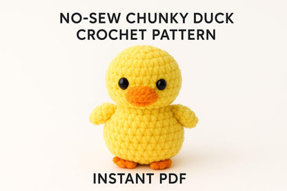 No-Sew Crochet Duck Plush Pattern | Chunky Chenille Amigurumi PDF Digital File BBM