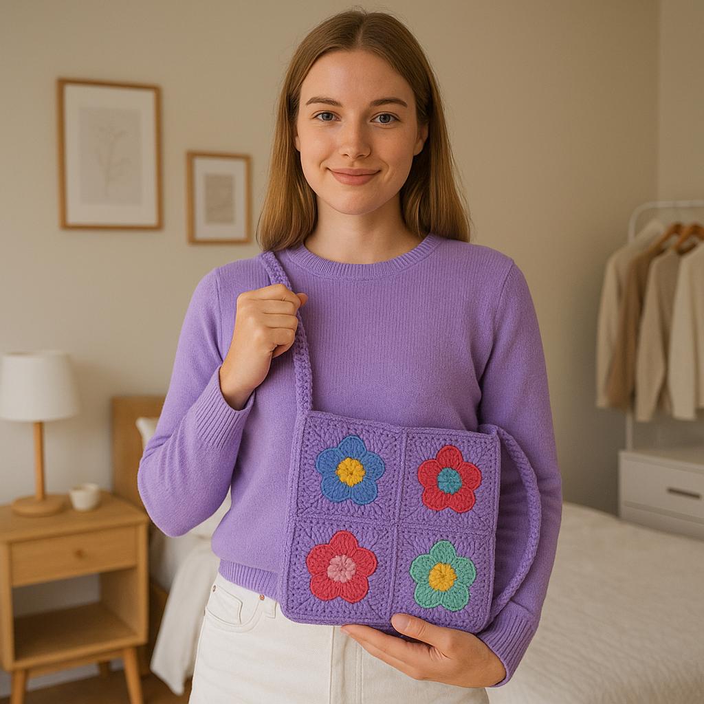 Crochet Round Bag Pattern: DIY Striped Clutch with T-Shirt Yarn (PDF Pattern) BBM