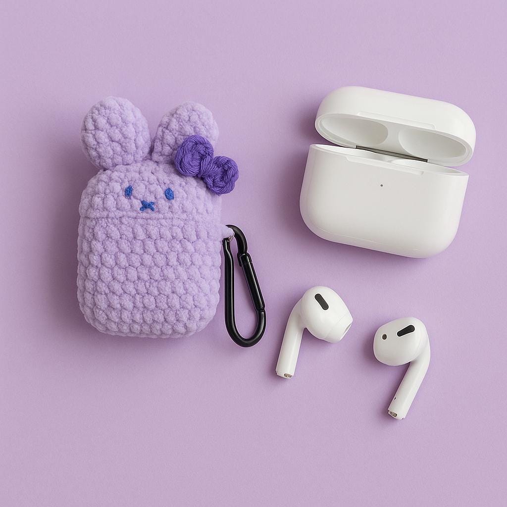 Crochet Bunny AirPods Case: Handmade Milk Cotton Plush Pouch BBM