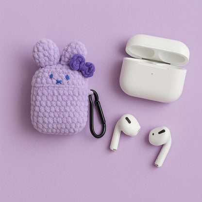 Crochet Bunny AirPods Case: Handmade Milk Cotton Plush Pouch BBM