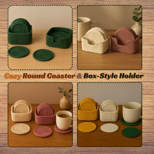 Cozy Round Coaster & Box-Style Holder Crochet Pattern | Front Gap or Solid Wall Holder BBM