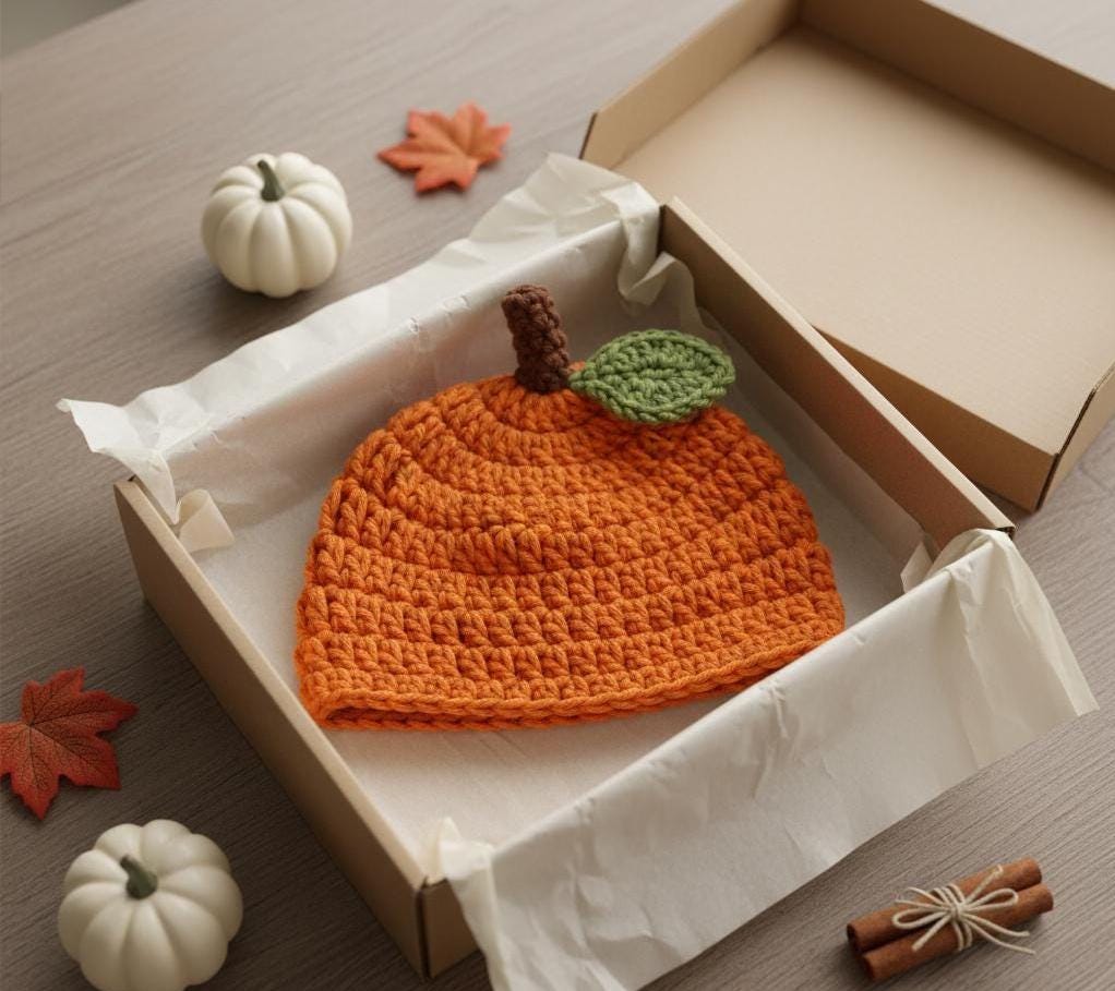Baby Pumpkin Hat Crochet Pattern | Newborn to Child Sizes | Fall Beanie | Easy Beginner BBM