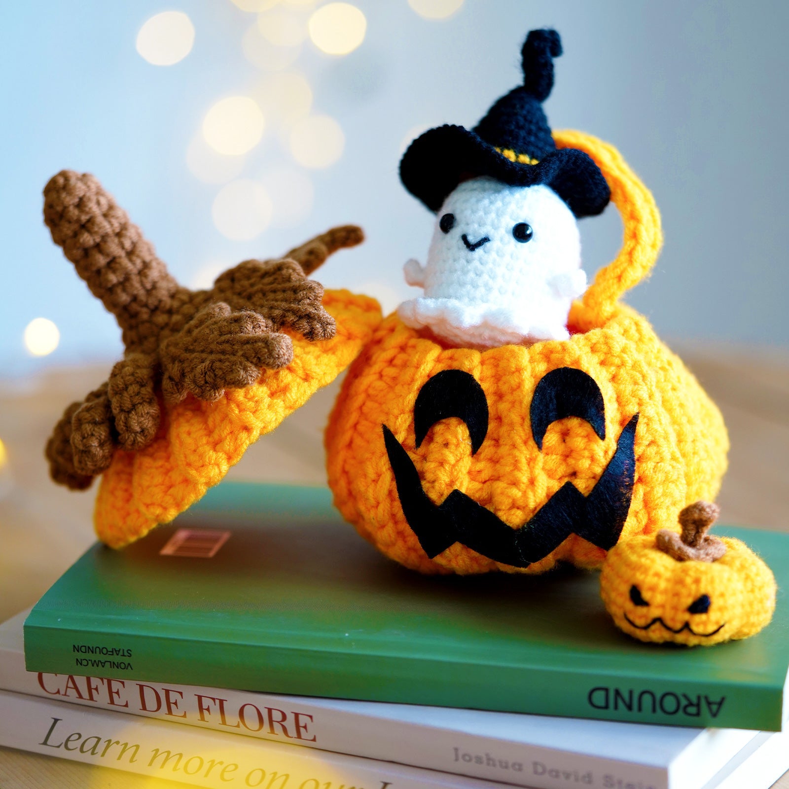 Pumpkin with Little Ghost. Halloween Amigurumi DIY Crochet Kit Wizardi F07N8-M102 Wizardi