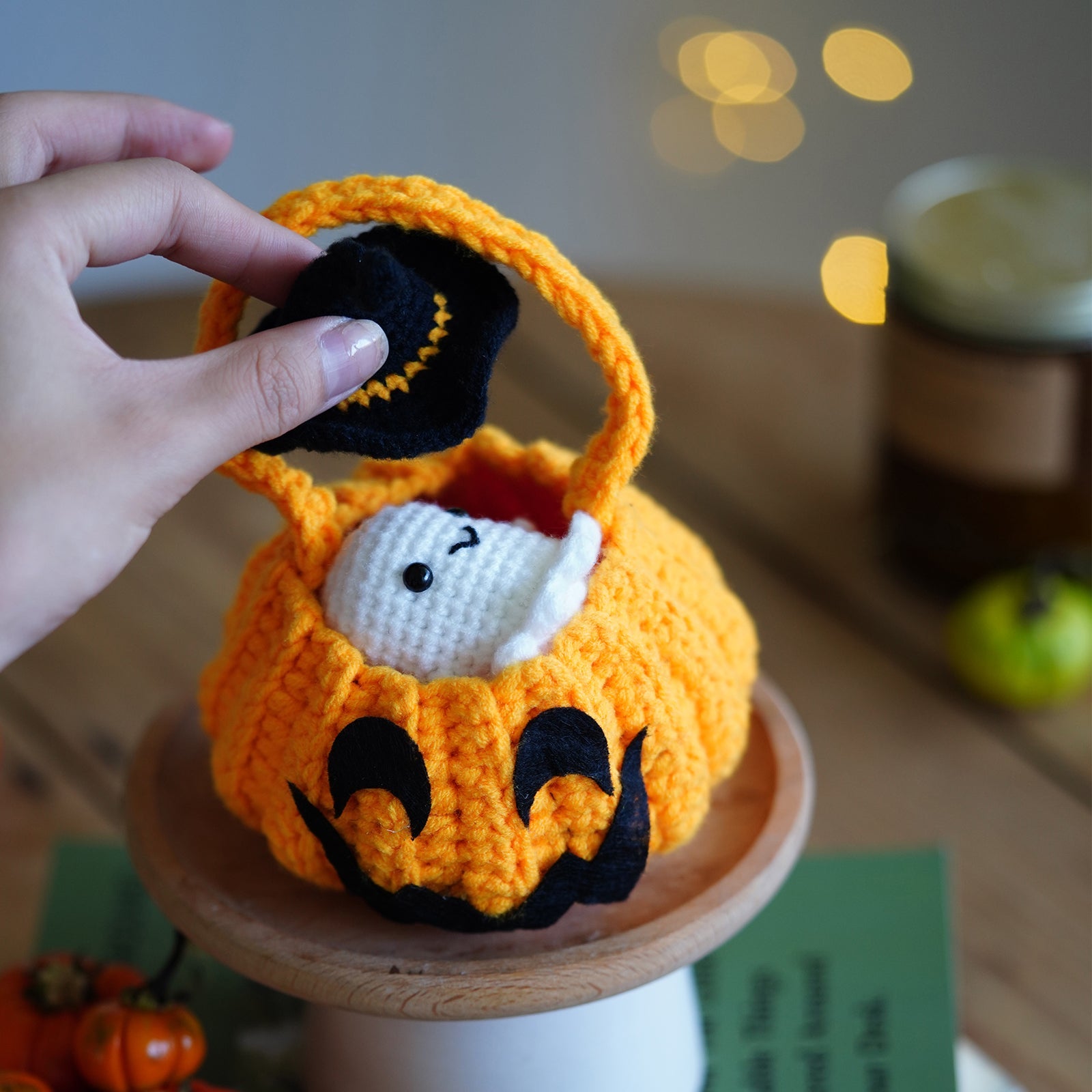 Pumpkin with Little Ghost. Halloween Amigurumi DIY Crochet Kit Wizardi F07N8-M102 Wizardi