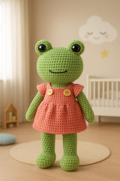 Crochet Frog Doll Pattern | Amigurumi in Dress PDF Tutorial Digital Download BBM