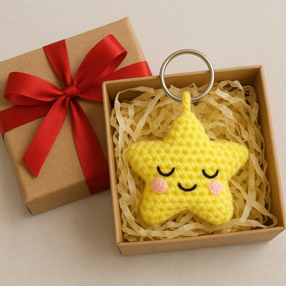 Sleepy Star Crochet Pattern | 3D Amigurumi Keychain Plush | Kawaii Keychain BBM