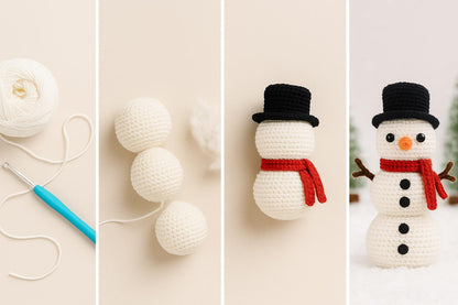 Cozy Snow Friend Crochet Pattern PDF | Amigurumi Snowman BBM