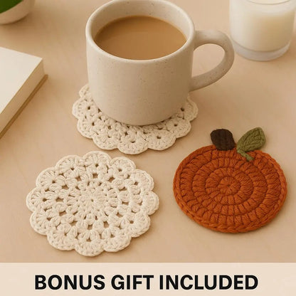 Crochet Coaster Pattern with Holder: Easy Round Coasters (PDF Pattern) BBM