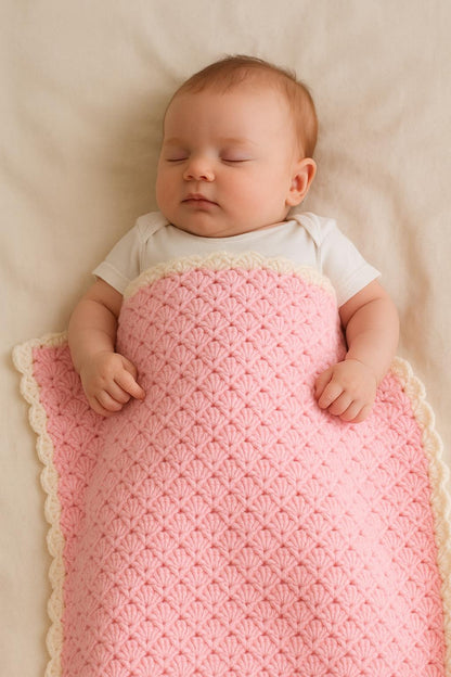 Easy Baby Blanket Crochet Pattern PDF, Shell Stitch Beginner Friendly Tutorial, Quick Digital Download BBM