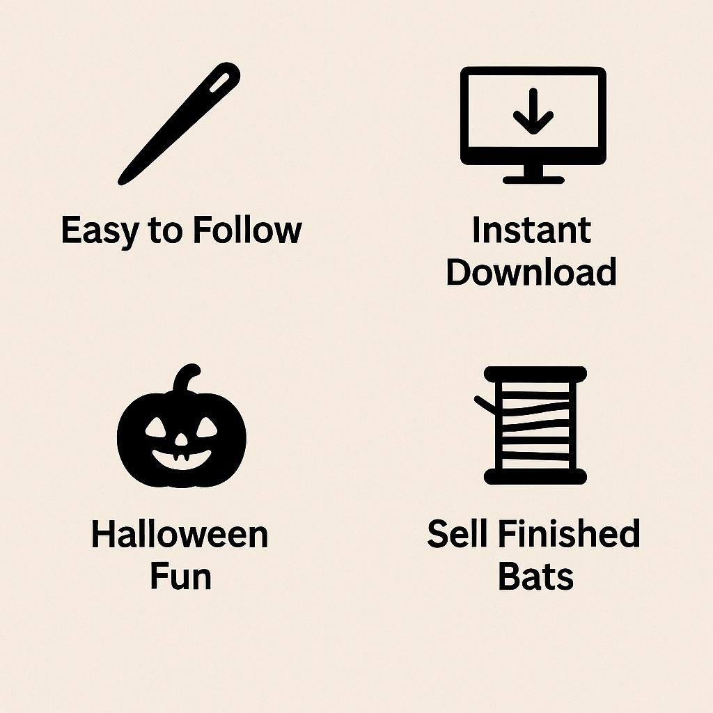 Mini Bat Crochet Pattern PDF | Halloween Amigurumi Toy Tutorial | Kawaii Plush  | Easy Beginner Crochet BBM