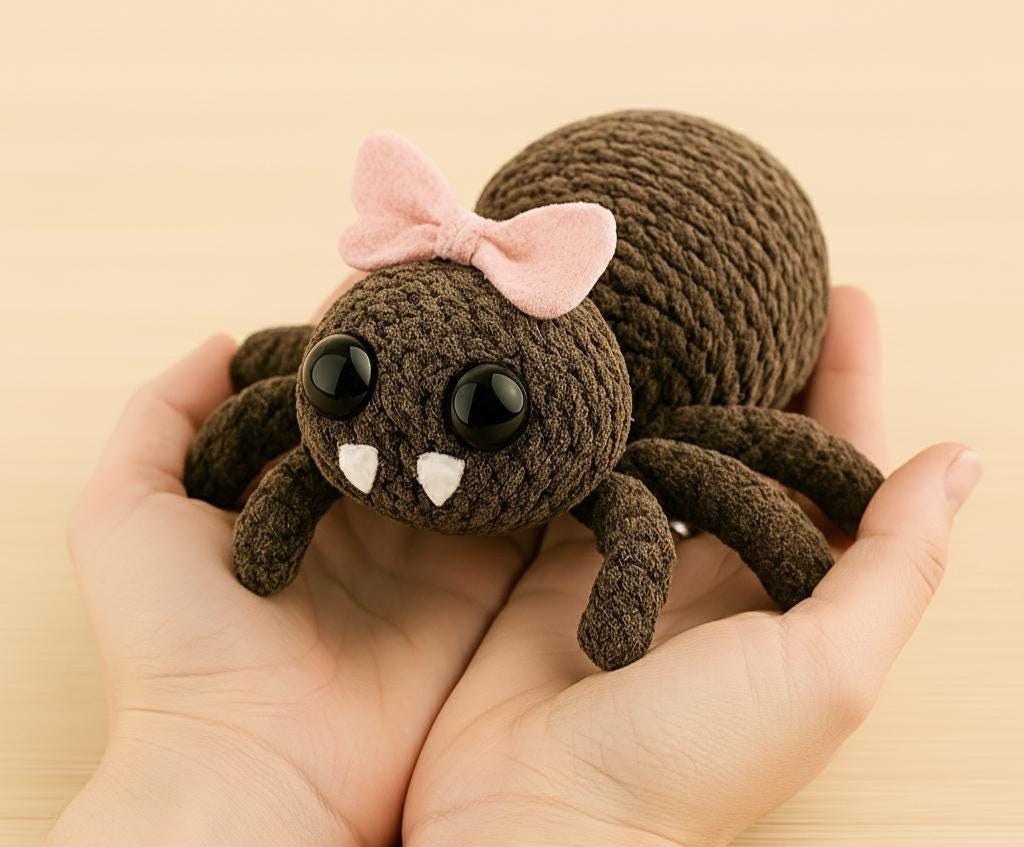 Crochet Spider Plush Pattern PDF – Amigurumi Halloween Toy, Soft Stuffed Animal, Beginner Friendly BBM