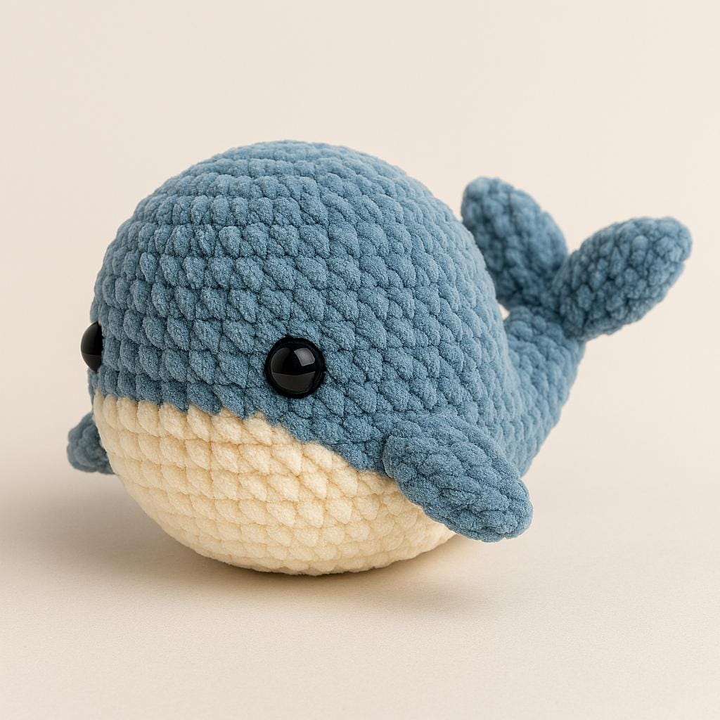 Whale Crochet Pattern PDF | Beginner Friendly No-Sew Amigurumi Plush DIY BBM