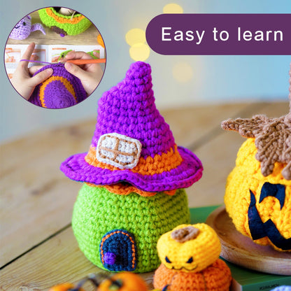 Little Witch House with Bat. Halloween Amigurumi DIY Crochet Kit Wizardi F07N8-M103 Wizardi