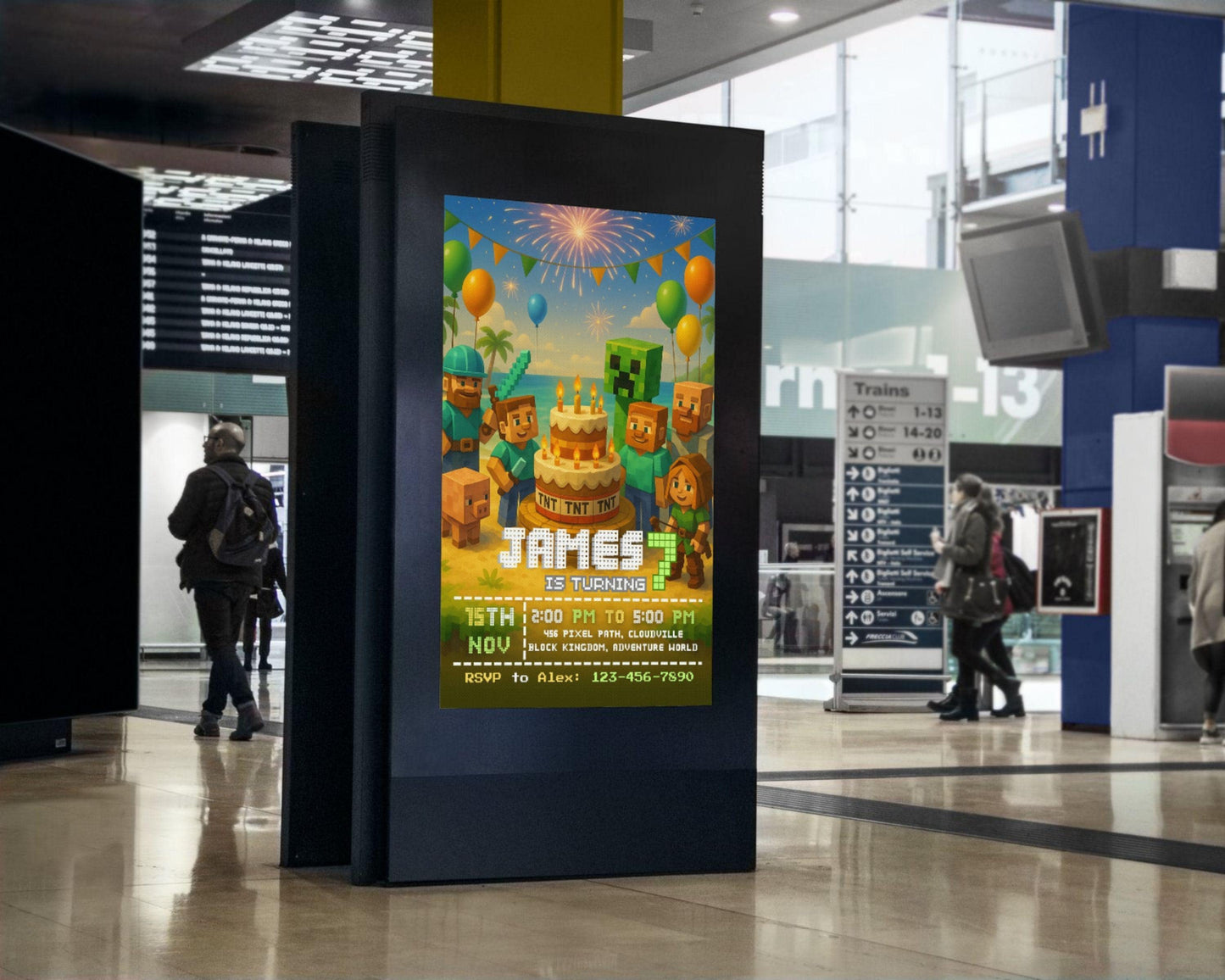 Editable Birthday Invitation | Pixel Desert Party Template | Adventure Game Theme | Boys Birthday Canva Invite BBM