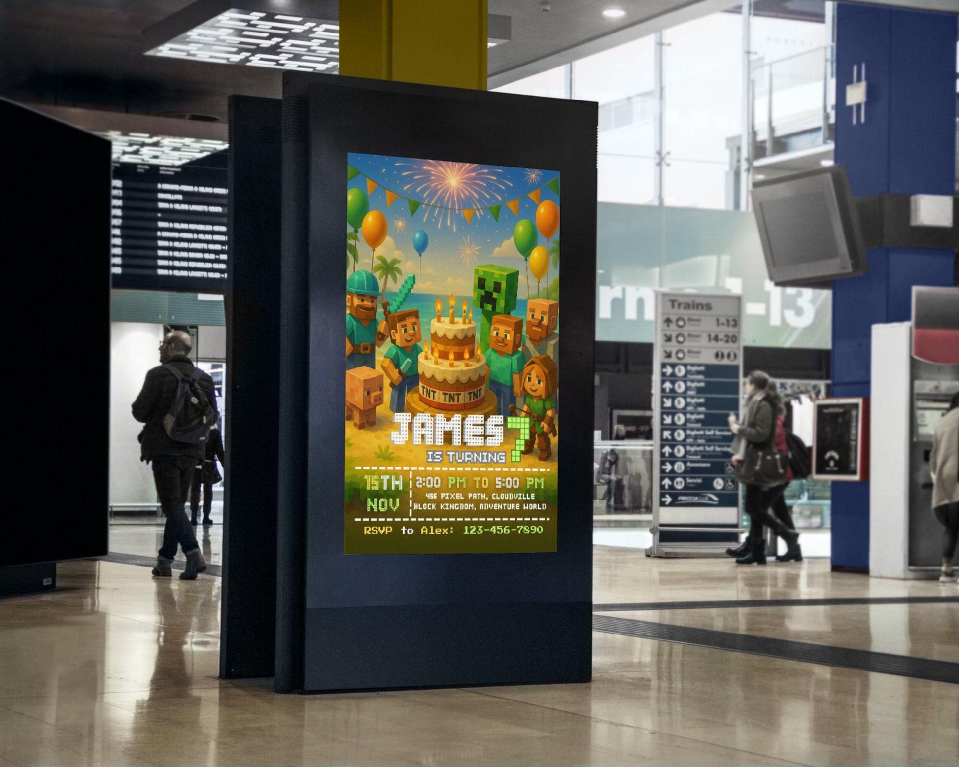 Editable Birthday Invitation | Pixel Desert Party Template | Adventure Game Theme | Boys Birthday Canva Invite BBM