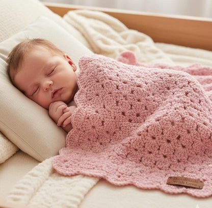 Easy Baby Blanket Crochet Pattern PDF, Shell Stitch Beginner Friendly Tutorial, Quick Digital Download BBM