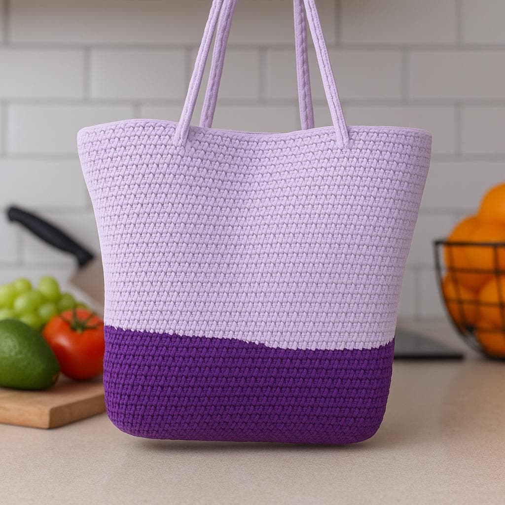 Crochet Beach Bag Pattern PDF: Easy Two-Tone Summer Tote BBM