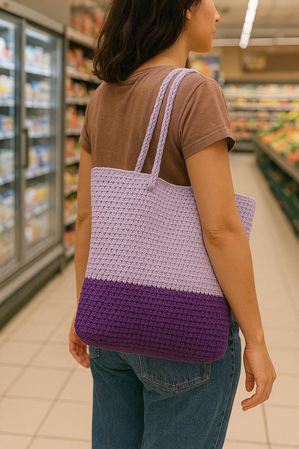 Crochet Beach Bag Pattern PDF: Easy Two-Tone Summer Tote BBM