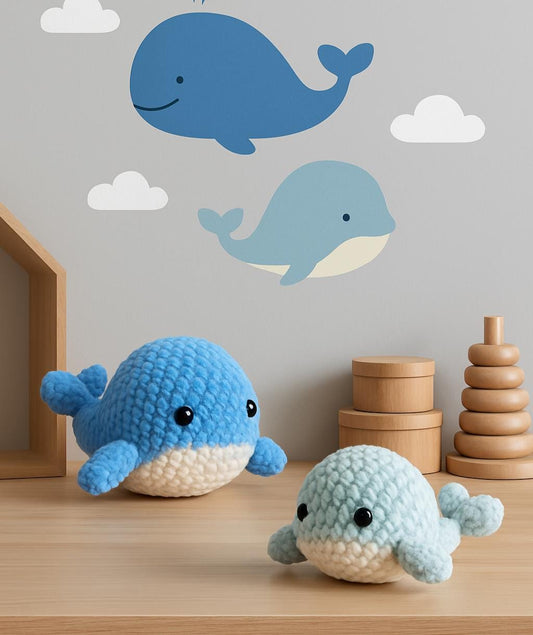 Whale Crochet Pattern PDF | Beginner Friendly No-Sew Amigurumi Plush DIY BBM