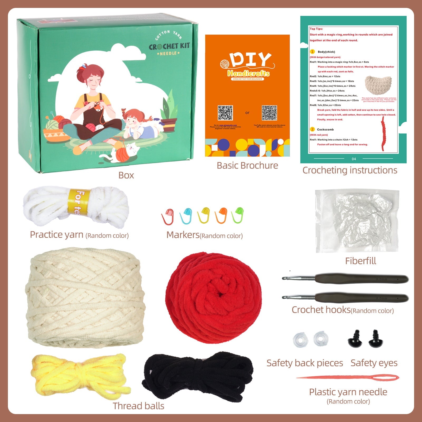 Hen and Chicken Amigurumi DIY Crochet Kit Wizardi F07N8-M147 Wizardi
