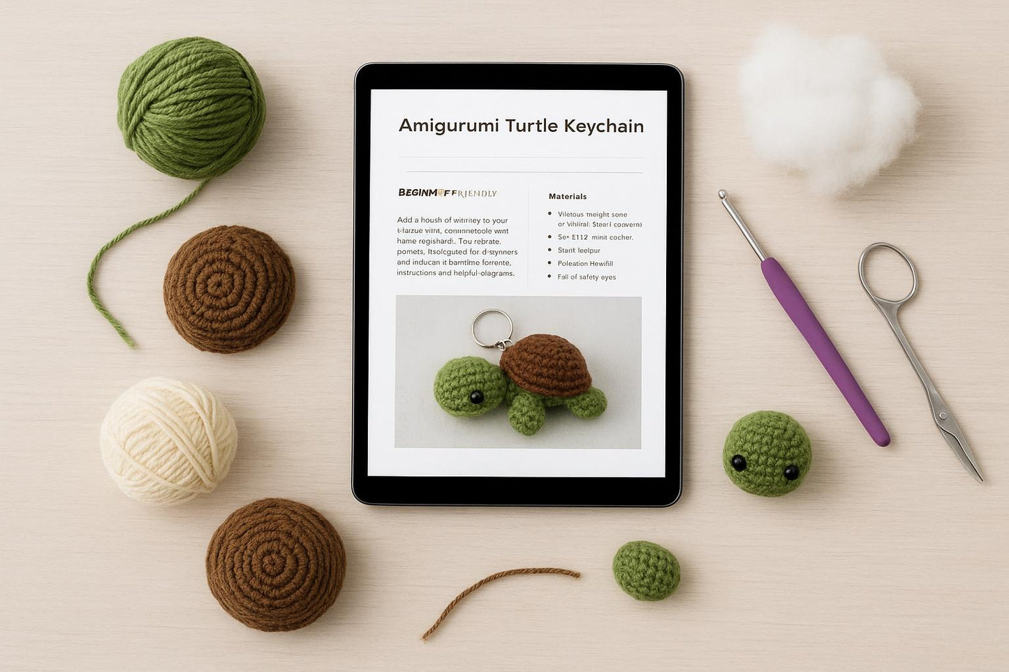 Turtle Crochet Pattern PDF | Beginner-Friendly Amigurumi Keychain DIY BBM