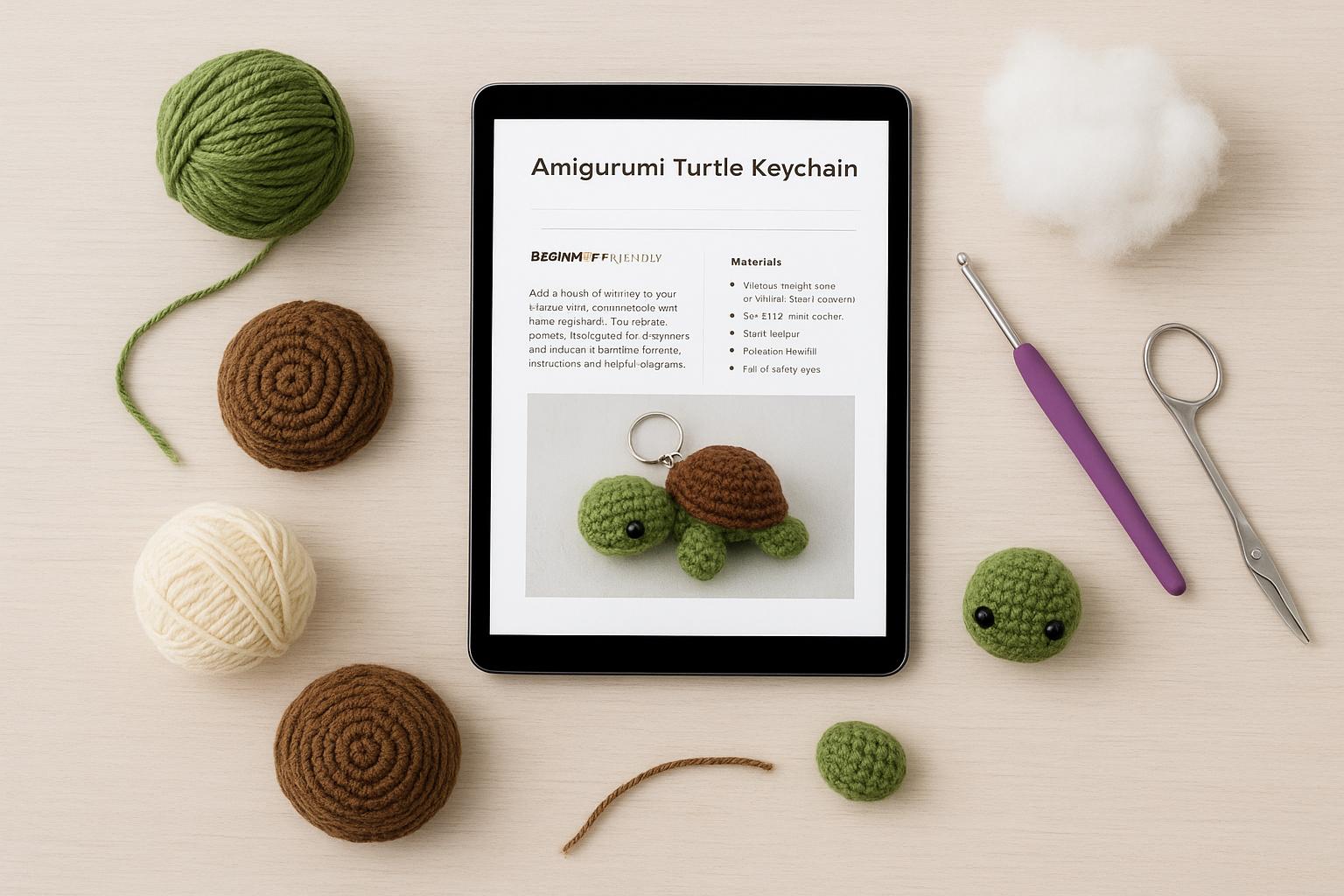 Turtle Crochet Pattern PDF | Beginner-Friendly Amigurumi Keychain DIY BBM