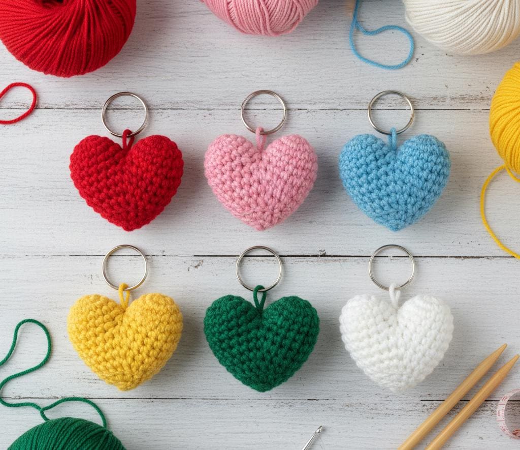 Heart Crochet Keychain Pattern PDF, Beginner Amigurumi Tutorial, Small Stuffed Plush  Gift BBM