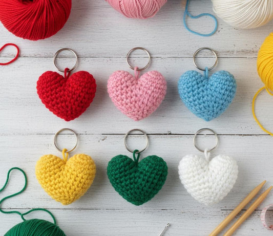 Heart Crochet Keychain Pattern PDF, Beginner Amigurumi Tutorial, Small Stuffed Plush  Gift BBM