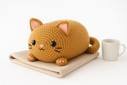 The Chonky Loaf Plush Kitty Pillow Crochet Pattern PDF | Cat pillow  | Easy Beginner Project BBM