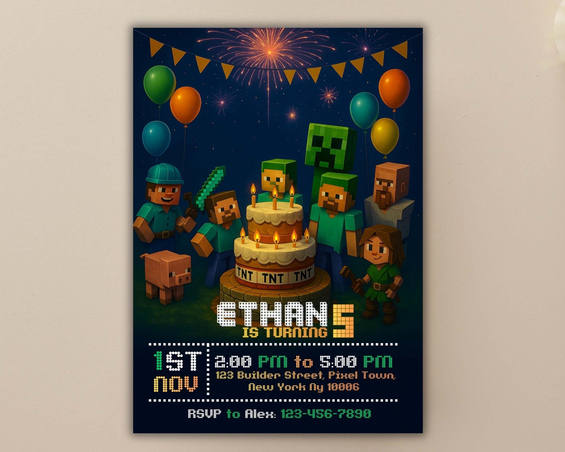 Editable Birthday Invitation for Crafters | DIY Gamer Party Template | Printable Canva Invite BBM