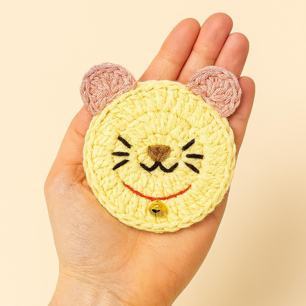 Crochet Cat Coaster Pattern PDF |Kitty Mug Rug Pattern | Easy Beginner BBM