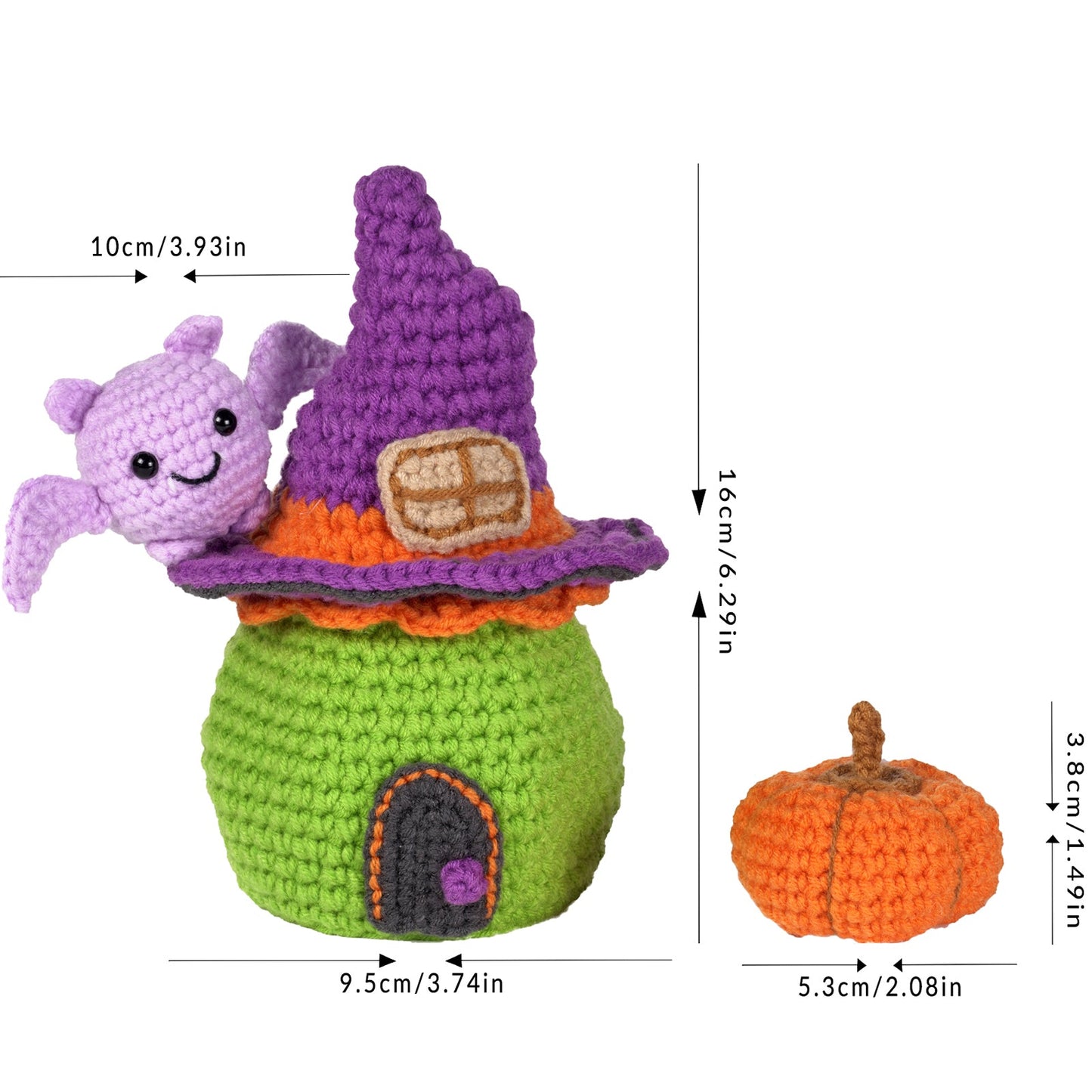 Little Witch House with Bat. Halloween Amigurumi DIY Crochet Kit Wizardi F07N8-M103 Wizardi