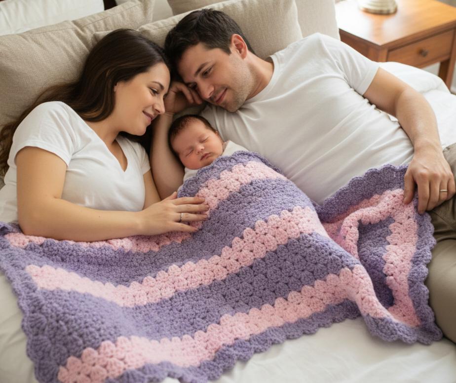 Easy Baby Blanket Crochet Pattern PDF, Shell Stitch Beginner Friendly Tutorial, Quick Digital Download BBM