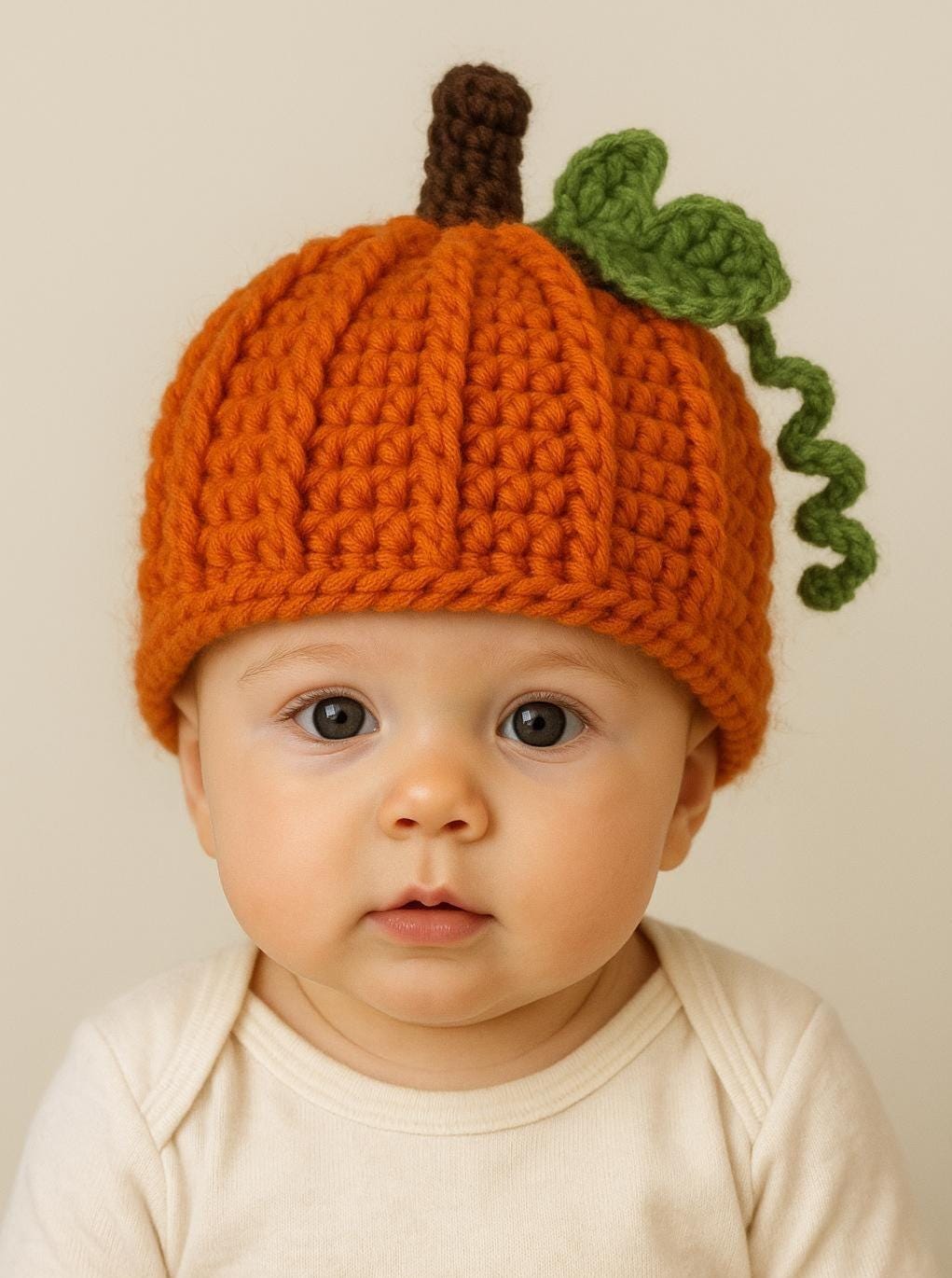Baby Pumpkin Hat Crochet Pattern | Newborn to Child Sizes | Fall Beanie | Easy Beginner BBM