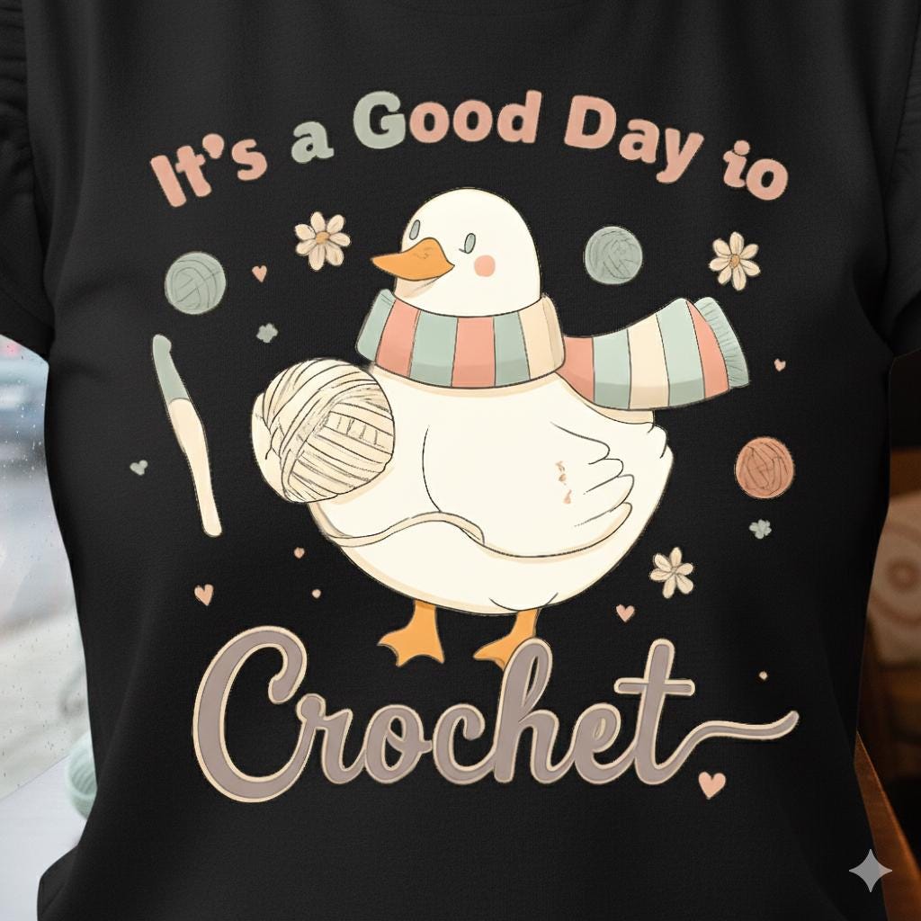 Crochet Lover Sublimation Design | Goose with Yarn PNG | Funny Duck Digital Download for T-Shirt BBM